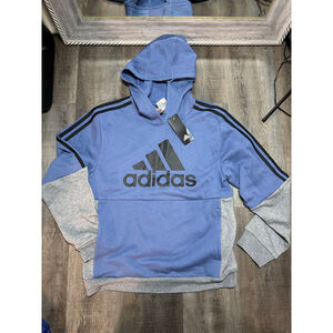 Boys Adidas Hoodie XL Blue Gray Layered Sweatshirt